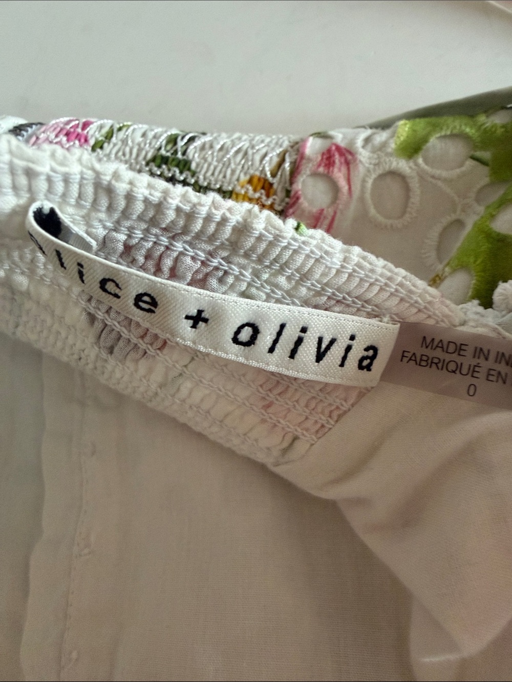 Alice + Olivia Rosette Floral Tulip Broderie Anglaise Cotton Mini Dress size 0 - Picture 5 of 12